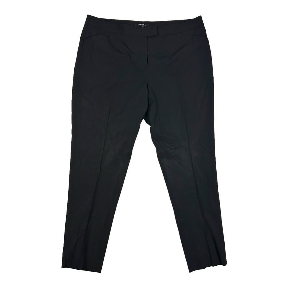 Lafayette 148 Pants Size 14 Black Irving Tapered Leg Trouser Career Wool Stretch